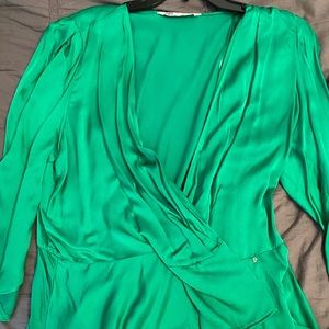 Green silk top